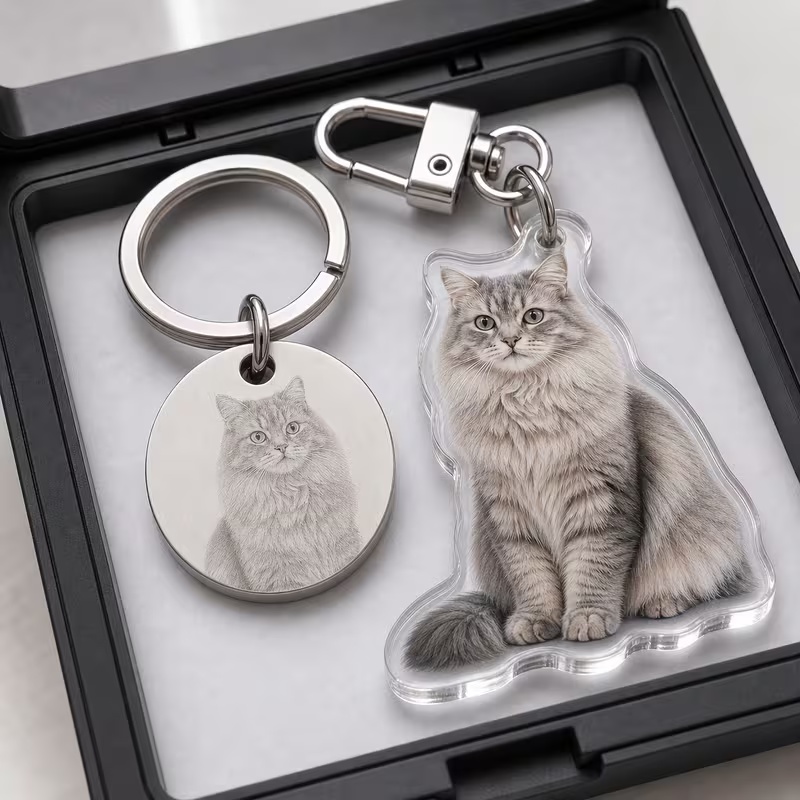 Personalized Pet Photo Keychai - Pet Portrait Custom review and price